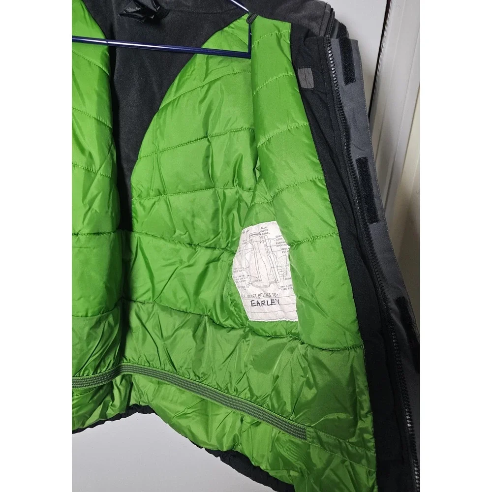 The North Face Hyvent Hooded Insulated Jacket Black/Gray Boys Size L 14/16